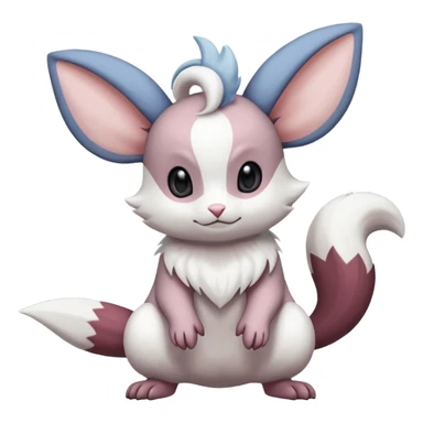 White soft natural realistic romantic vintage antique divine beautiful elegant pretty precious cute young youthful  Fakémon-Pokémon-Minccino-Absol-Furret-hybrid-creature sticker