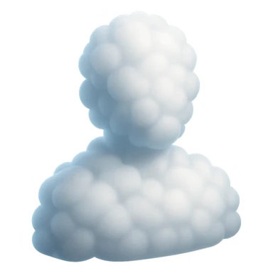 A person from the shoulders up, entirely composed of fluffy, convex white clouds. sticker