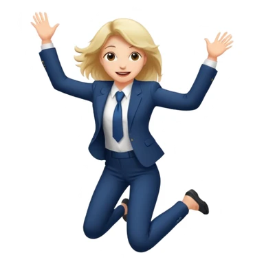 a girl in a formal suit jumps with joy sticker