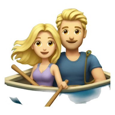 Man and woman with blonde hair in zodiac boat on river sticker