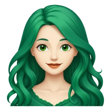 Woman with Long Emerald Hair – flowing deep-green hair, elegant look sticker