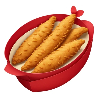 5 breaded chicken tenders of varying sizes and shapes in a red paper food boat sticker
