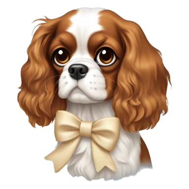Cavalier King Charles Spaniel with cream bow tied around it sticker