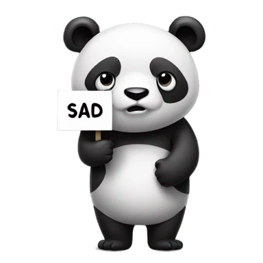 A panda holding a sign that says sad sticker