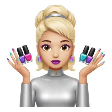futuristic female nail artist sticker