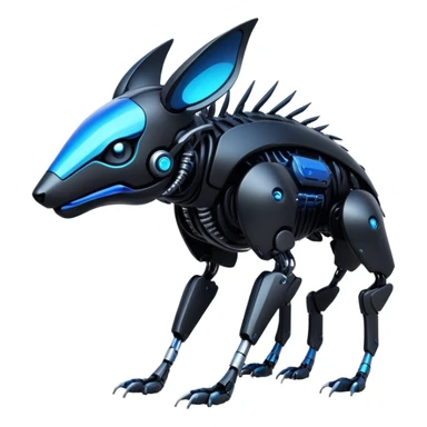 Modern futuristic black dark cyberpunk-fakemon-animal-creature with blue accents sticker