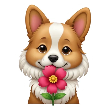 Dog kiss with a flower sticker
