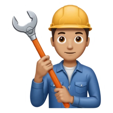 A man's hand holds a wrench sticker