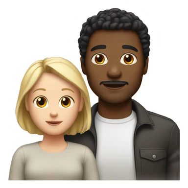 black dad with black hair, white mom with blonde hair, little boy with brown hair sticker