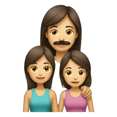 Familia de 3 personas madre, joven con bigote adolescente, mujer adolescente y un perro yorkshire sticker