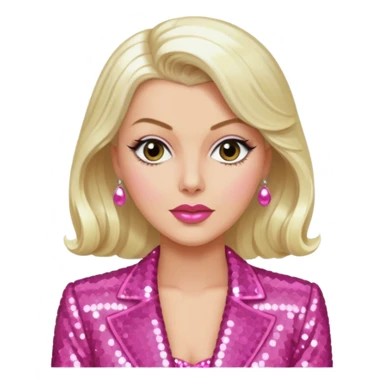 Lana Turner with long platinum blonde hair, pink sequin outfit  sticker