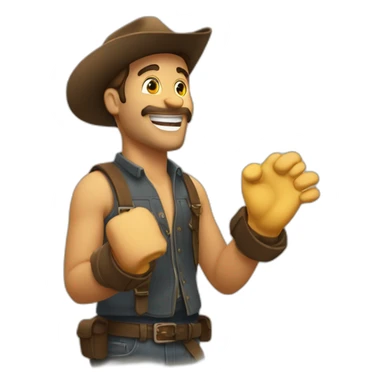 hombre festejando estirando los brazos hacia arriba feliz sticker