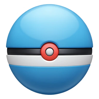 vibrant blue pokeball emoji with a black stripe and highlights, top half vibrant blue, bottom half white sticker
