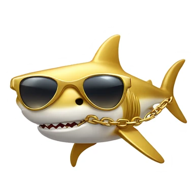 golden shark with chain and sunglasse sticker