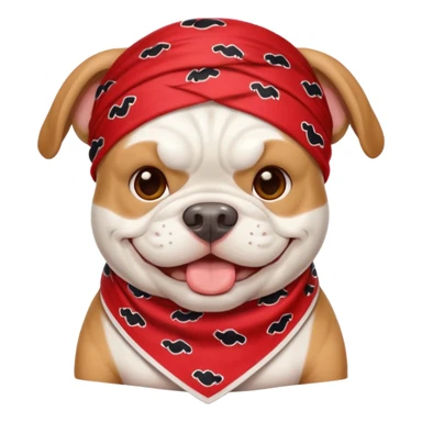 uga white bulldog emoji wearing red bandana smiling sticker