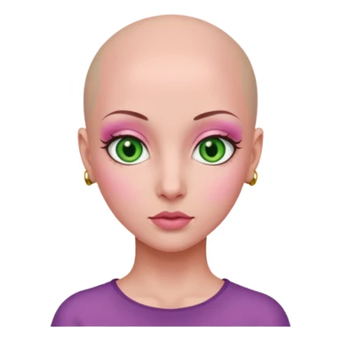 pink green brown bald girl eyeballs sticker