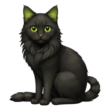 main coon black cat with green yellowish eyes full body sticker