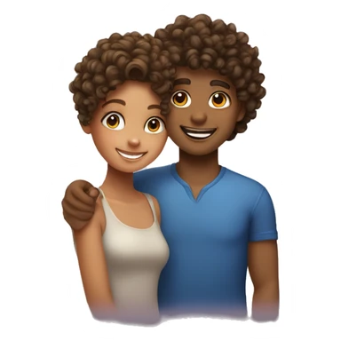 happy girl with curly hair and boy indoors sticker