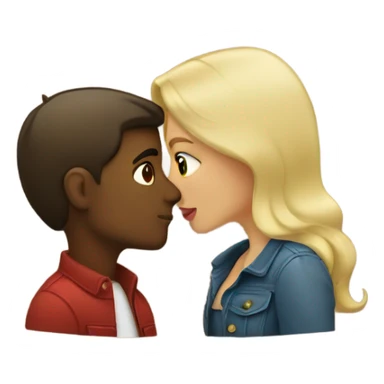 Blonde woman and brunette man kissing sticker