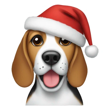 Beagle with Christmas hat sticker