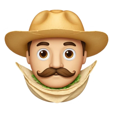 a fresh flour tortilla with a  mustache sticker