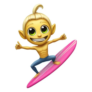 Crazy blonde alien surfing sticker