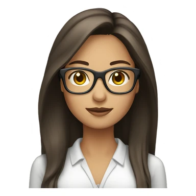 Glasses long hair brunette woman using computer sticker