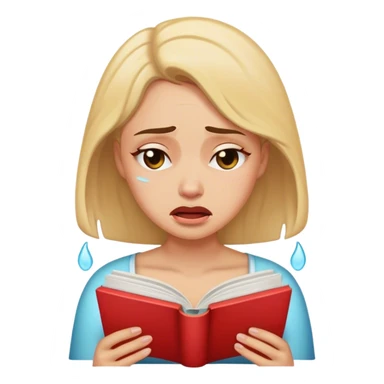crying woman reading a romance book sticker