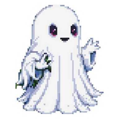 cute white ghost waving sticker