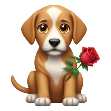 Dog with a rose sticker