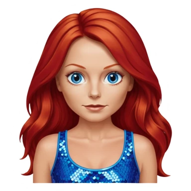 Geri Halliwell with long red hair, blue eyes, red sequin crop top sticker