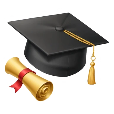 Graduation cap with diploma and honor roll medal sticker