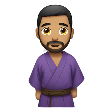 bearded Latino man with short dark hair wearing a kimono sticker