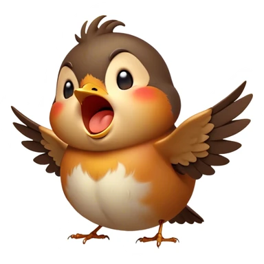 Cinematic Cute Yawning Robin Portrait Emoji, Head tilted slightly with a dramatic, wide-open yawn, showcasing a small, softly feathered body with gently drooping wings and sleepy, half-closed eyes, Simplified yet irresistibly adorable features, highly detailed, glowing with a soft, cozy glow, high shine, relaxed yet expressive, stylized with a dash of whimsical woodland charm, soft glowing outline, capturing the essence of a drowsy yet affectionate robin that appears ready to stretch out for a nap! sticker