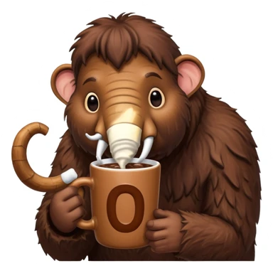 A mammoth who drinks a hot chocolate sticker