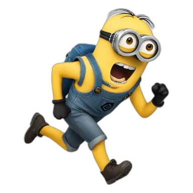 minion corriendo asustado sticker