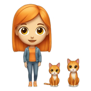 girl with cat orange sticker