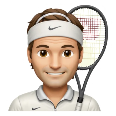 roger federer with head band and tennis racket sticker