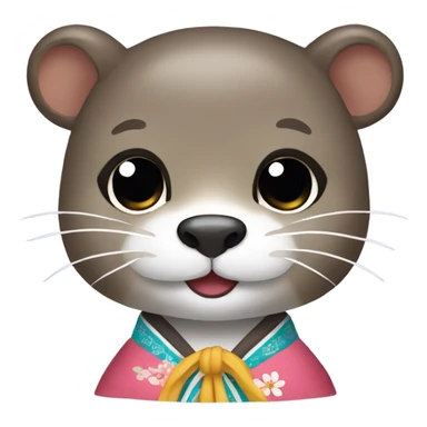 a otter face wearing traditional korean hanbok sticker