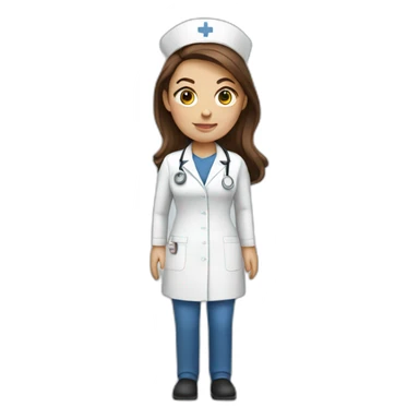 White nurse woman with brown hair sticker