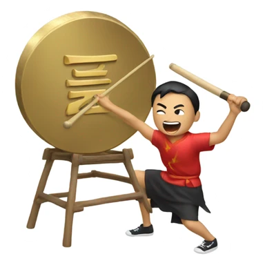 chinese hitting a gong sticker