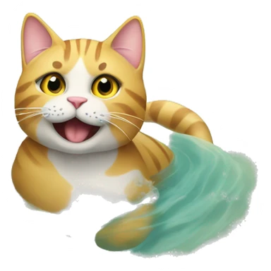 zwemmende kat in de zee sticker