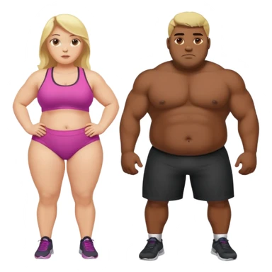 Obese blonde working out with muscular black man  sticker
