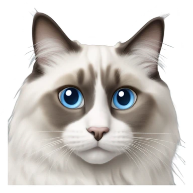 ragdoll breed cat with half grey half white nose and big blue eyes sticker