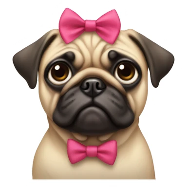 Pug with a bow on head sticker