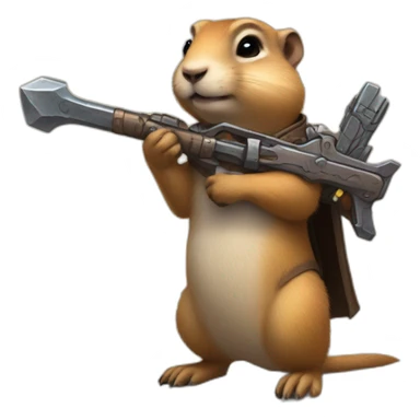Prairie dog from World of Warcraft holding a weapon bigger than him sticker