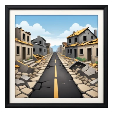 ruined town with destroyed road sticker