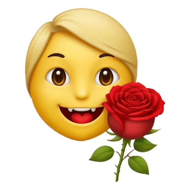 Normal emoji yellow biting a rose flower in romantic not eating gust biting sticker