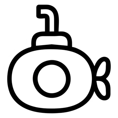 submarine icon, front view, circular window, simple silhouette, contemporary icon style sticker