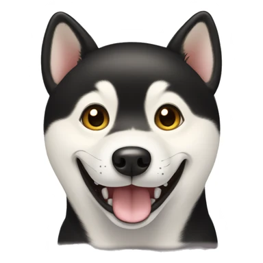 black shiba inu face | grinning face with big eyes | mouth | open | smile sticker